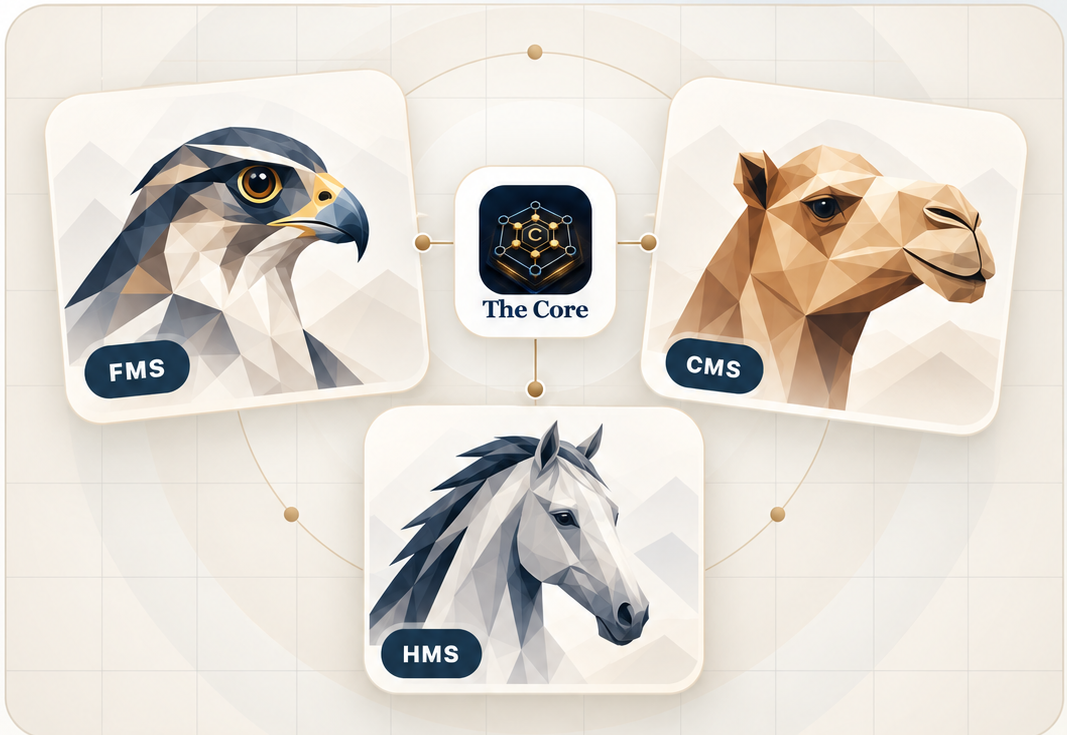 FMS, CMS and HMS connected through The Core